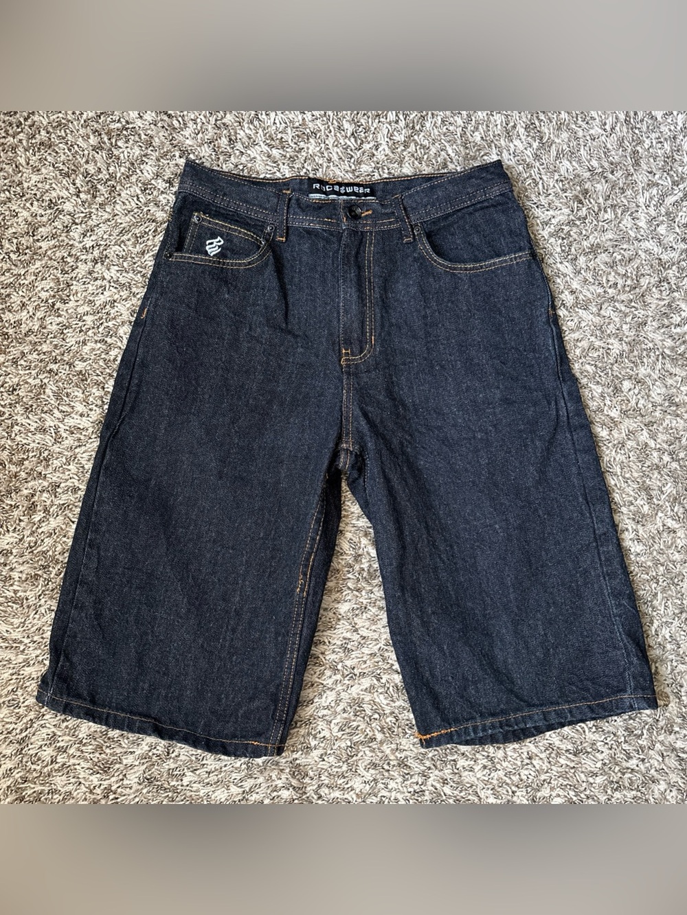 Rocawear Denim Shorts Size 16, Blue Dark Wash Cotton
